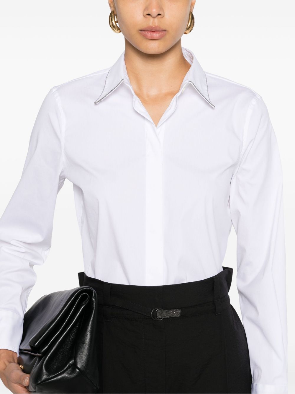 Brunello Cucinelli Shirts Bianco Cotton Polyamide Elastane
