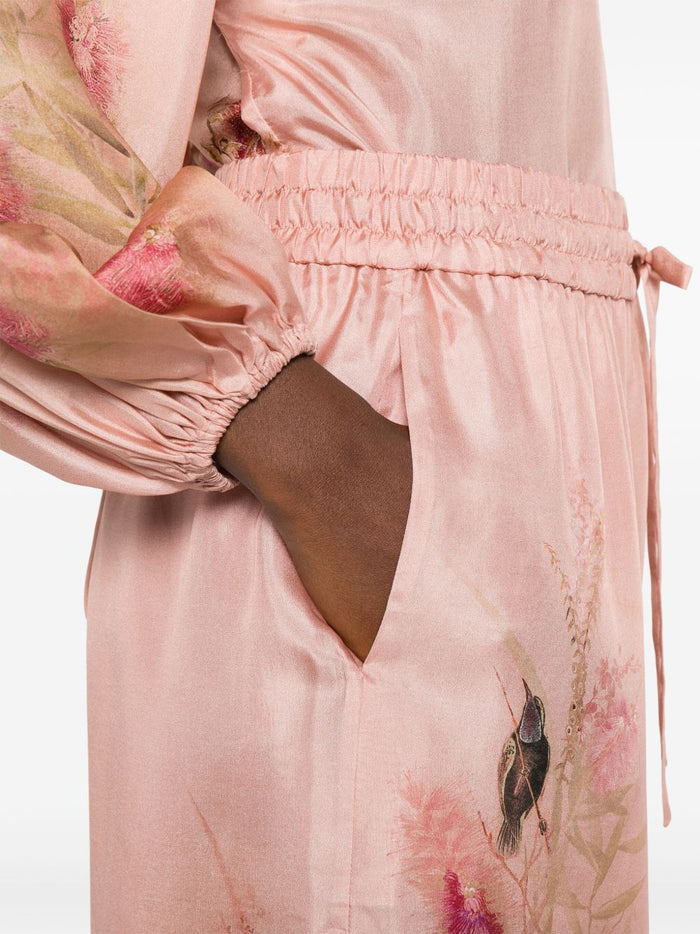 Zimmermann Trousers Pink Silk