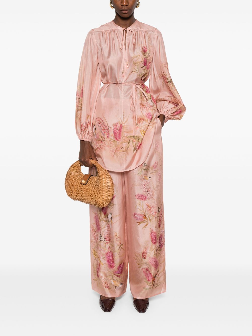 Zimmermann Trousers Pink Silk