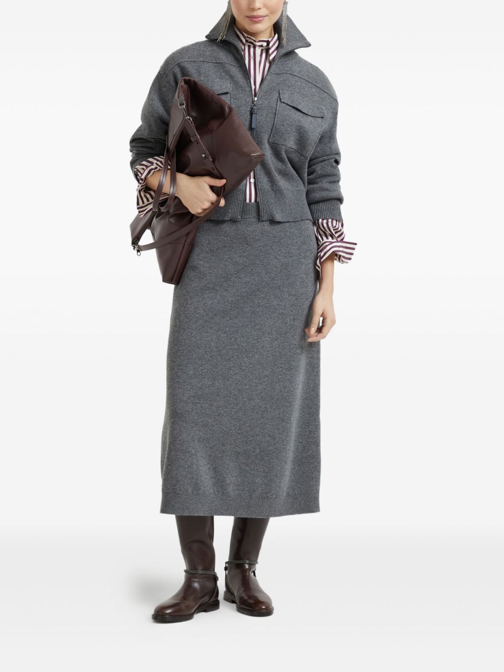 Brunello Cucinelli Sweaters Grigio Cashmere