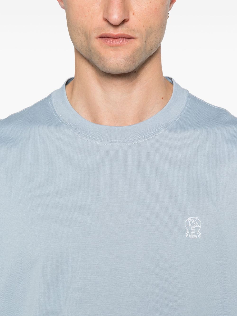 Brunello Cucinelli T-Shirts And Polos Azzurro Cotton