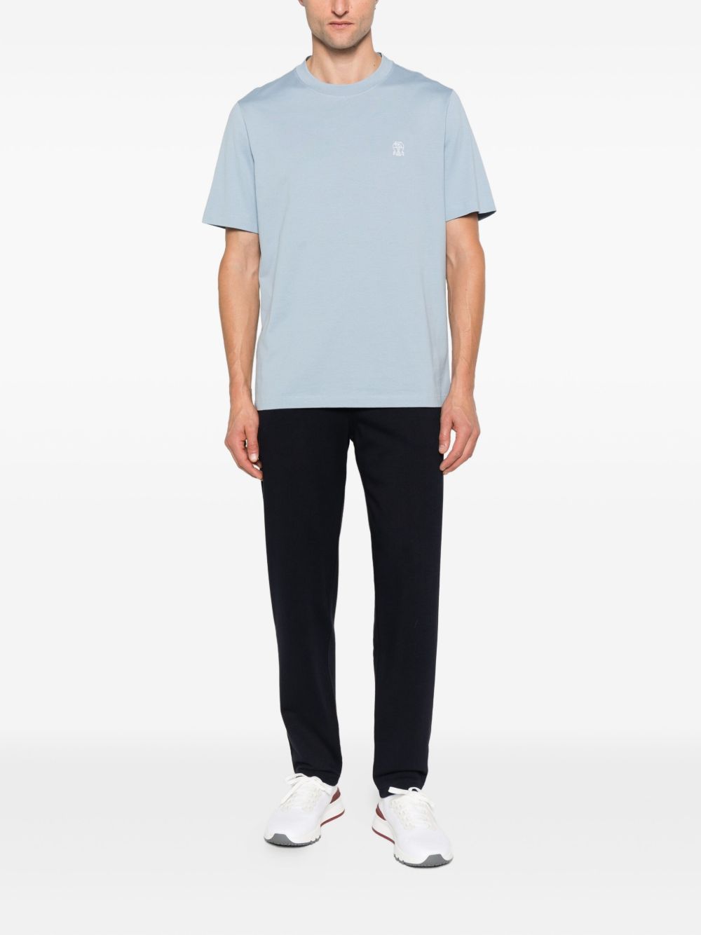 Brunello Cucinelli T-Shirts And Polos Azzurro Cotton