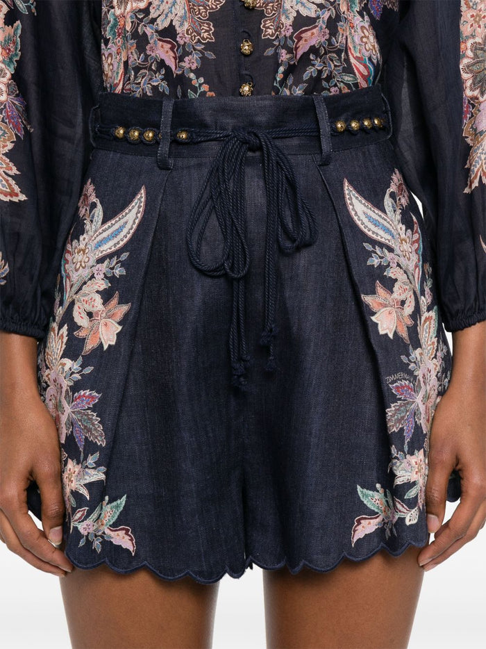 Zimmermann Shorts Blue Linen