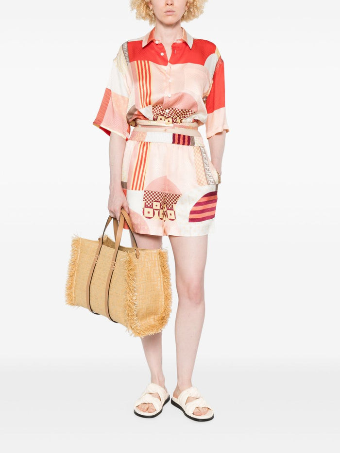 Fendi Shorts Red Silk