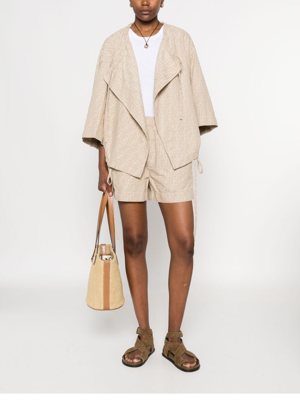 Fendi Shorts Beige Cotton Linen