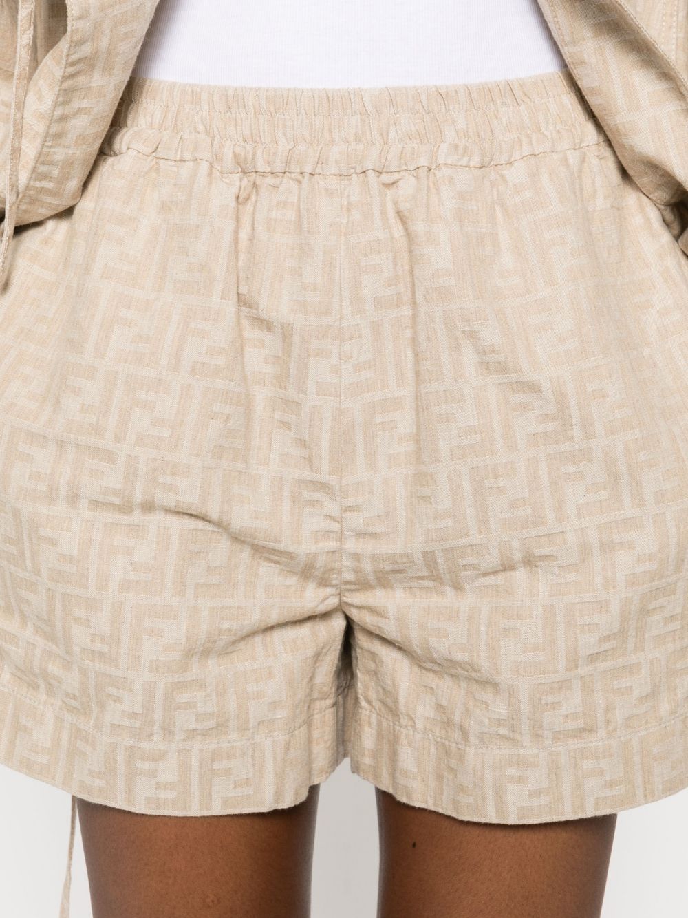 Fendi Shorts Beige Cotton Linen