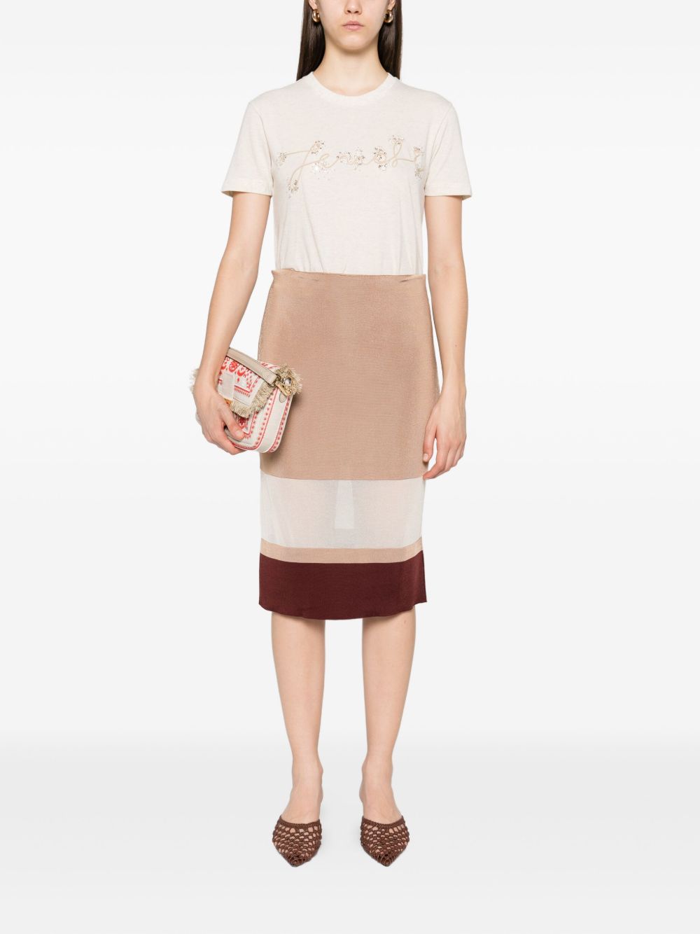Fendi T-Shirts And Polos Beige Cotton