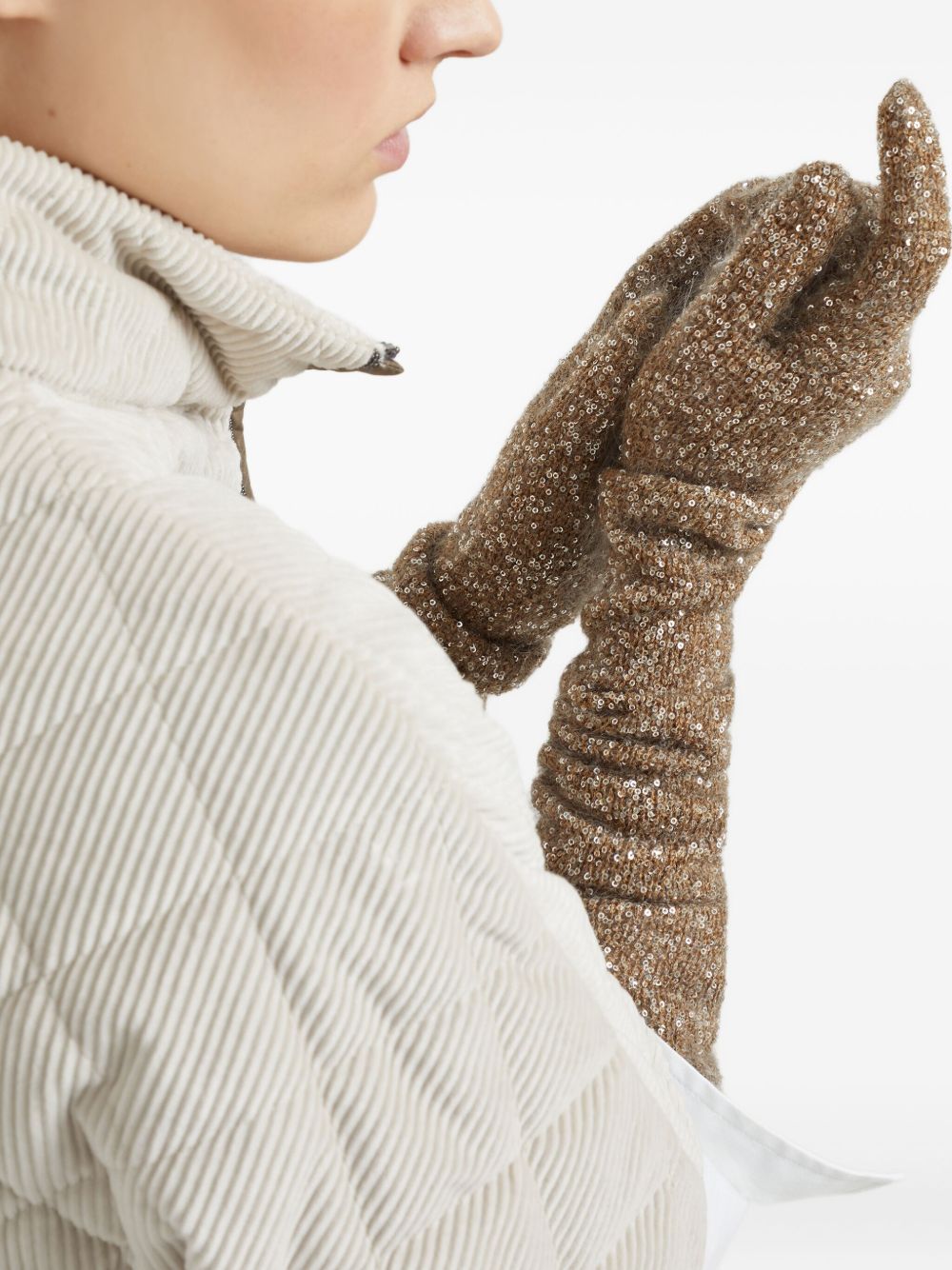 Brunello Cucinelli Gloves Marrone Top: Nylon