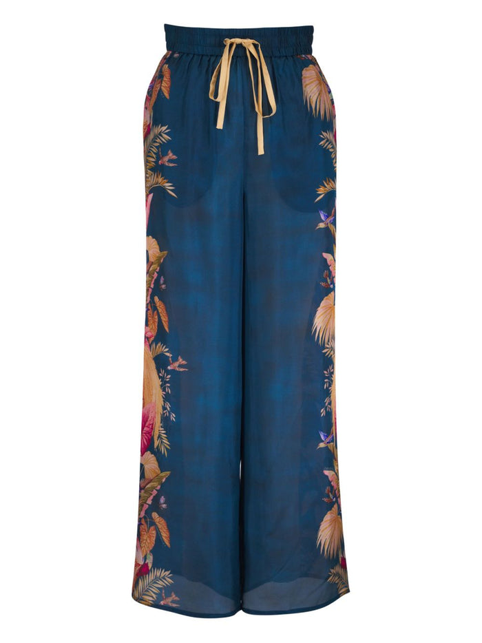 Zimmermann Trousers Blue Silk