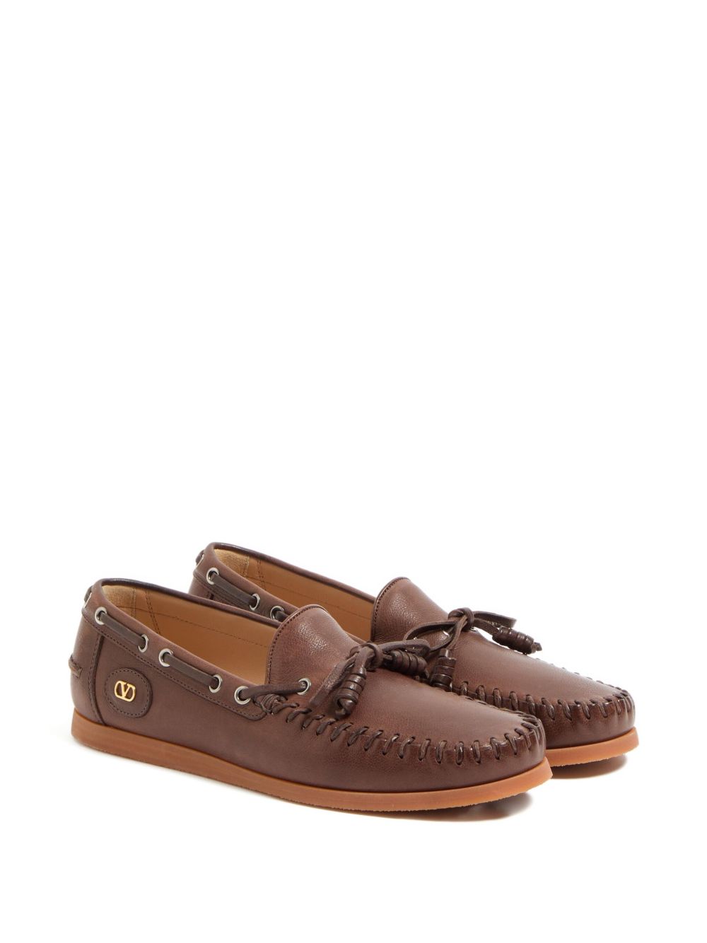 Valentino Garavani Flat Shoes Leather Brown Outer: Buffalo