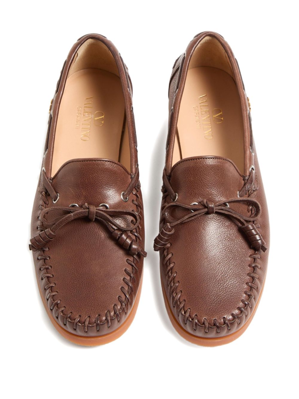 Valentino Garavani Flat Shoes Leather Brown Outer: Buffalo