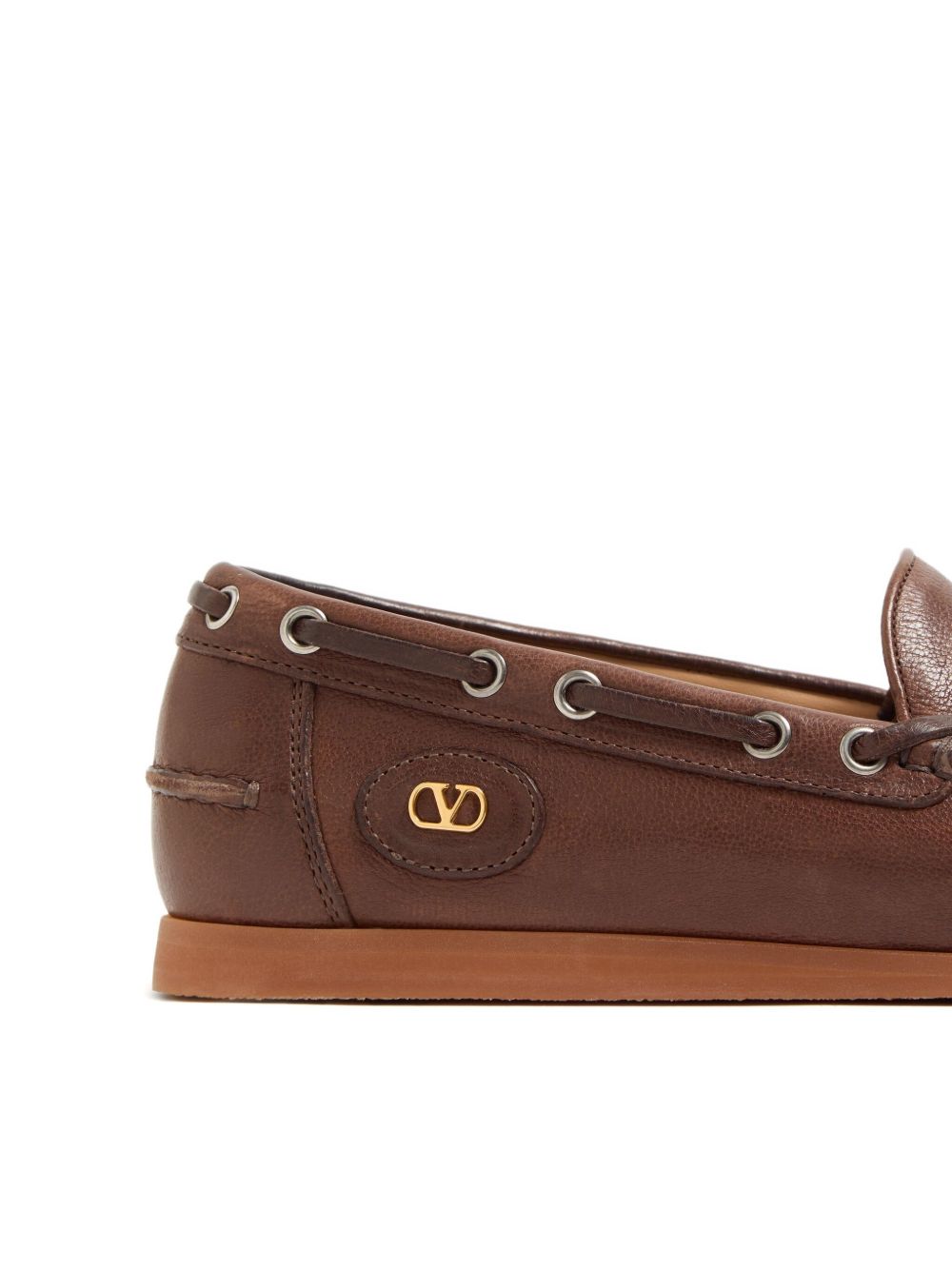 Valentino Garavani Flat Shoes Leather Brown Outer: Buffalo