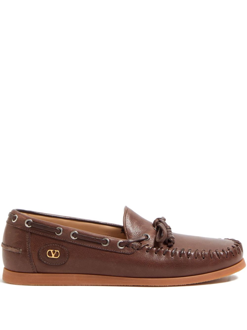Valentino Garavani Flat Shoes Leather Brown Outer: Buffalo