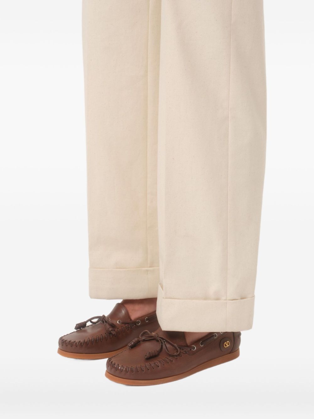 Valentino Garavani Flat Shoes Leather Brown Outer: Buffalo