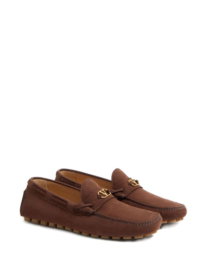 Valentino Garavani Flat Shoes Brown Outer: Calf Suede