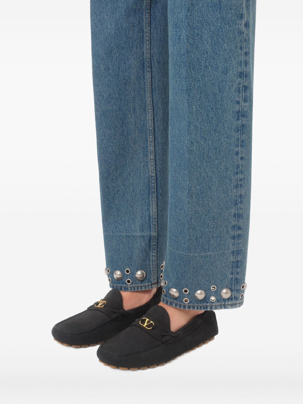 Valentino Garavani Flat Shoes Black Outer: Calf Suede
