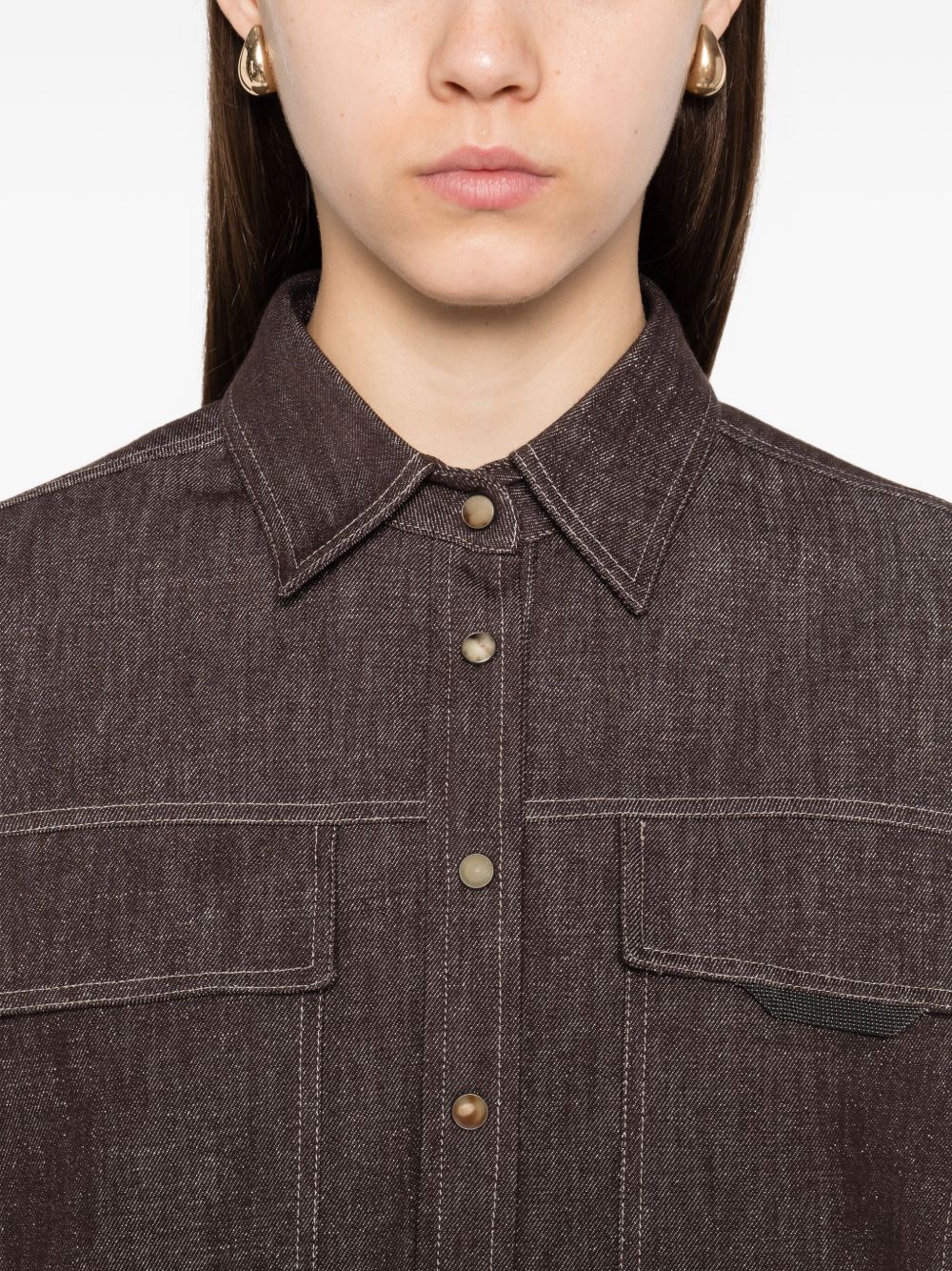 Brunello Cucinelli Shirts Marrone Acetate