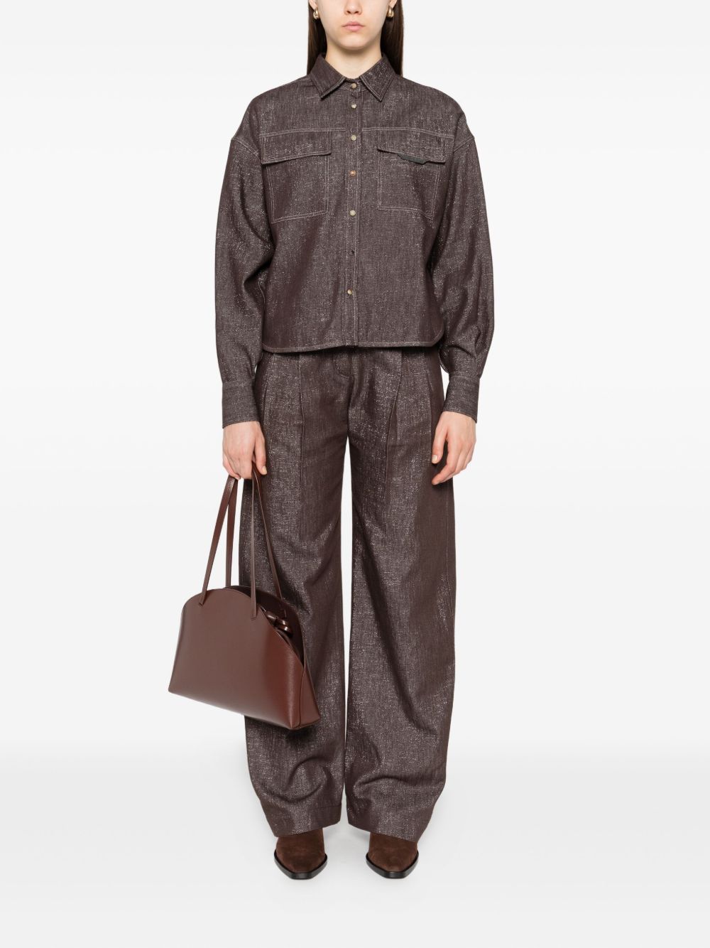 Brunello Cucinelli Shirts Marrone Acetate