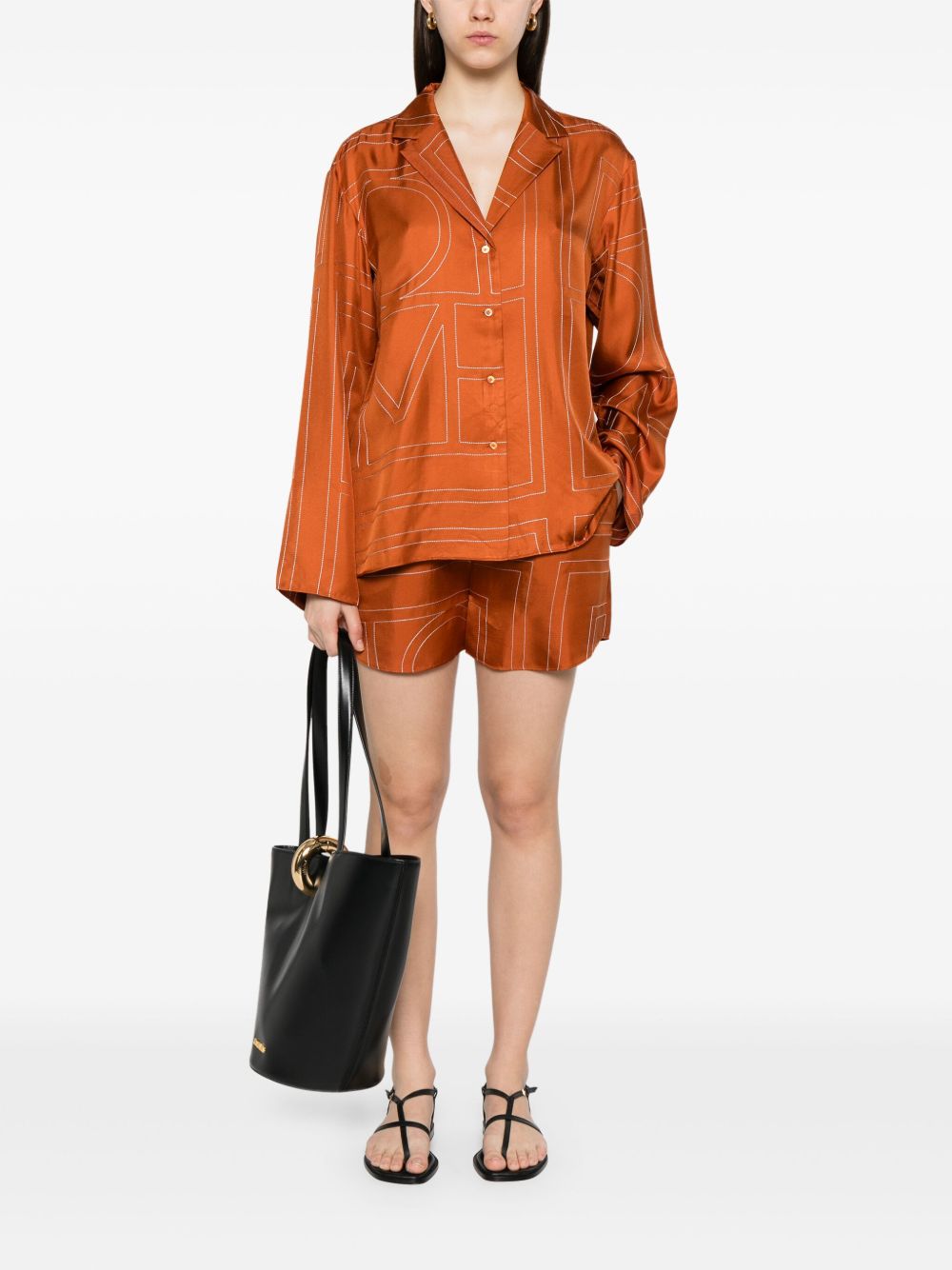 Toteme Pre Shorts Brown Silk