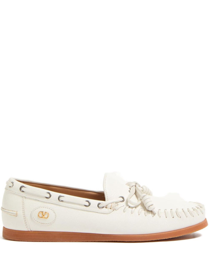 Valentino Garavani Flat Shoes Ivory Buffalo Leather