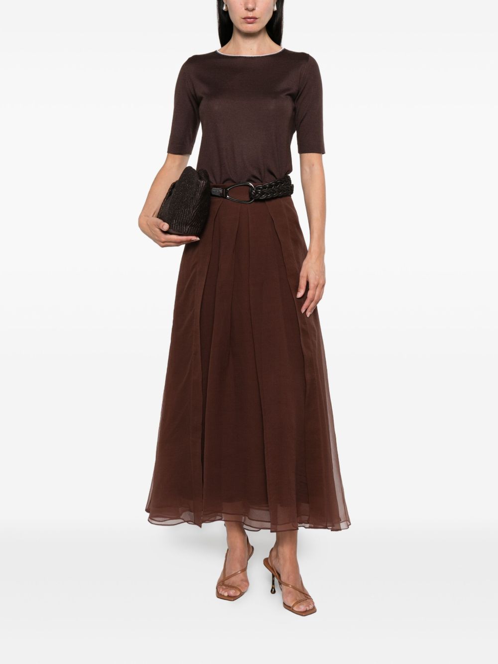 Brunello Cucinelli Skirts Marrone Outer: Silk