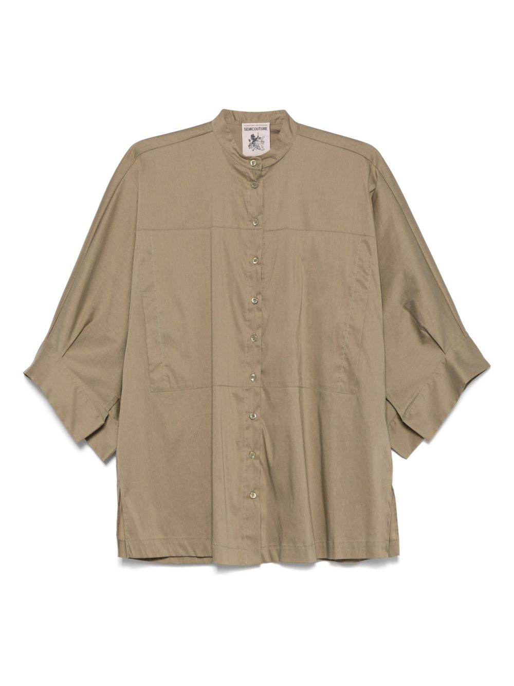 Semicouture Shirts Beige Cotton Polyamide Elastane