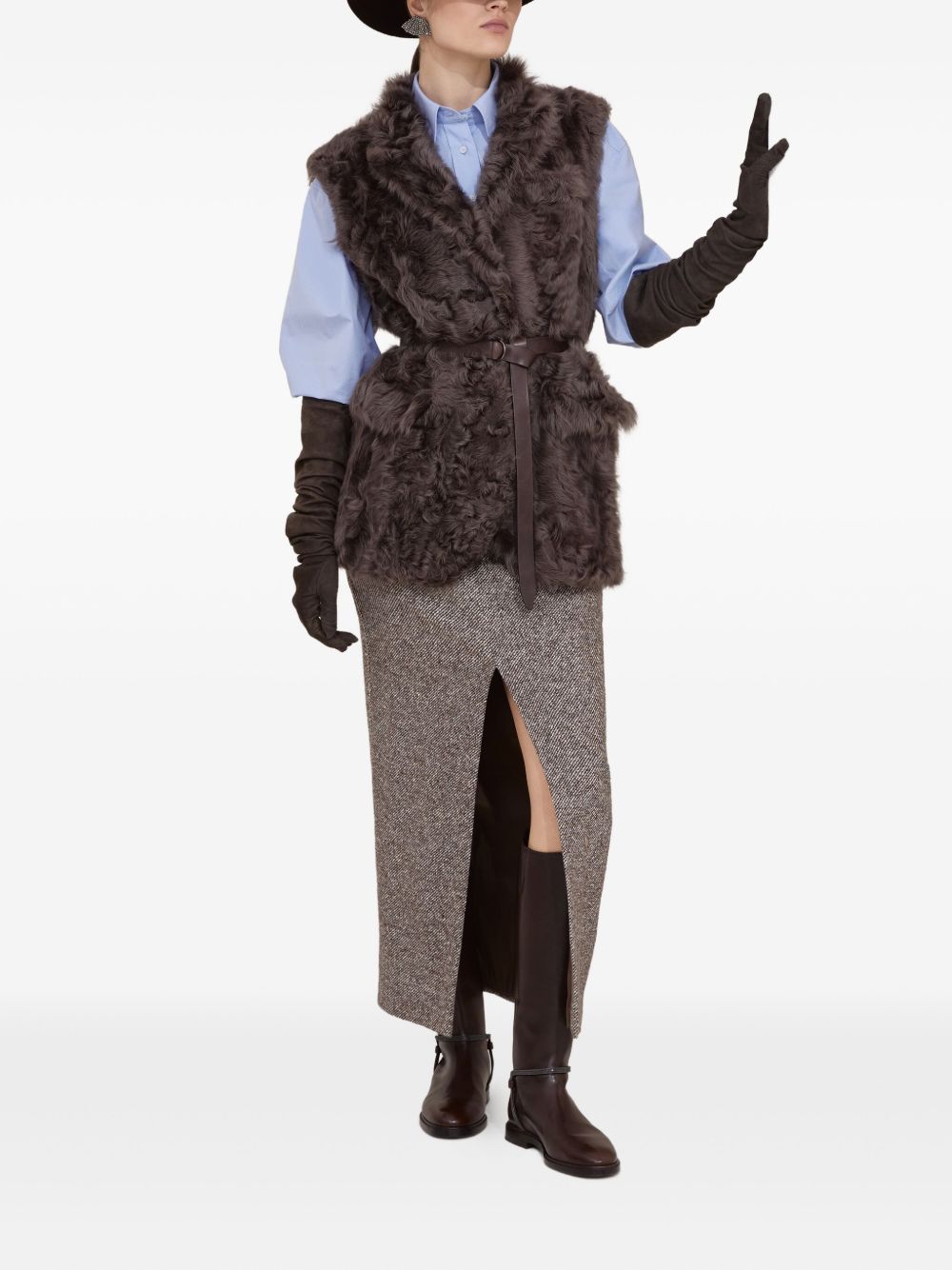Brunello Cucinelli Skirts Marrone Virgin Wool