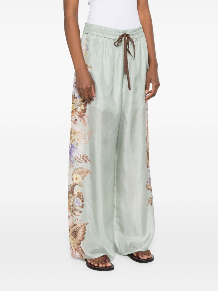 Zimmermann Trousers Verde Acqua Silk
