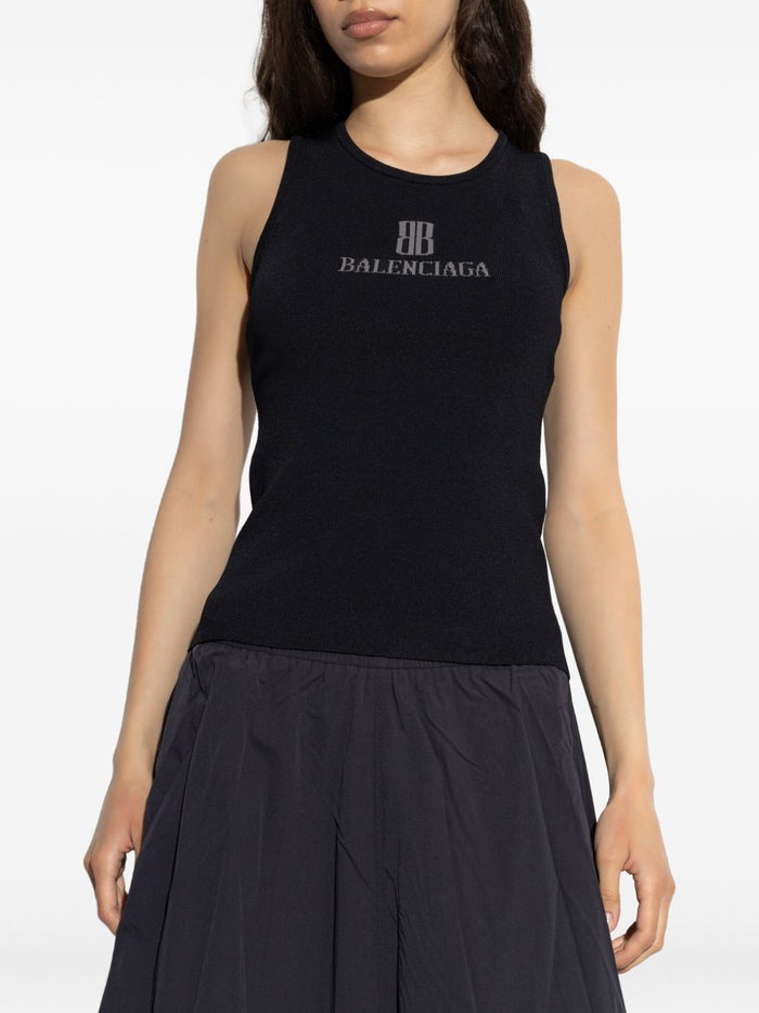 Balenciaga Top Black Viscosa Poliestere