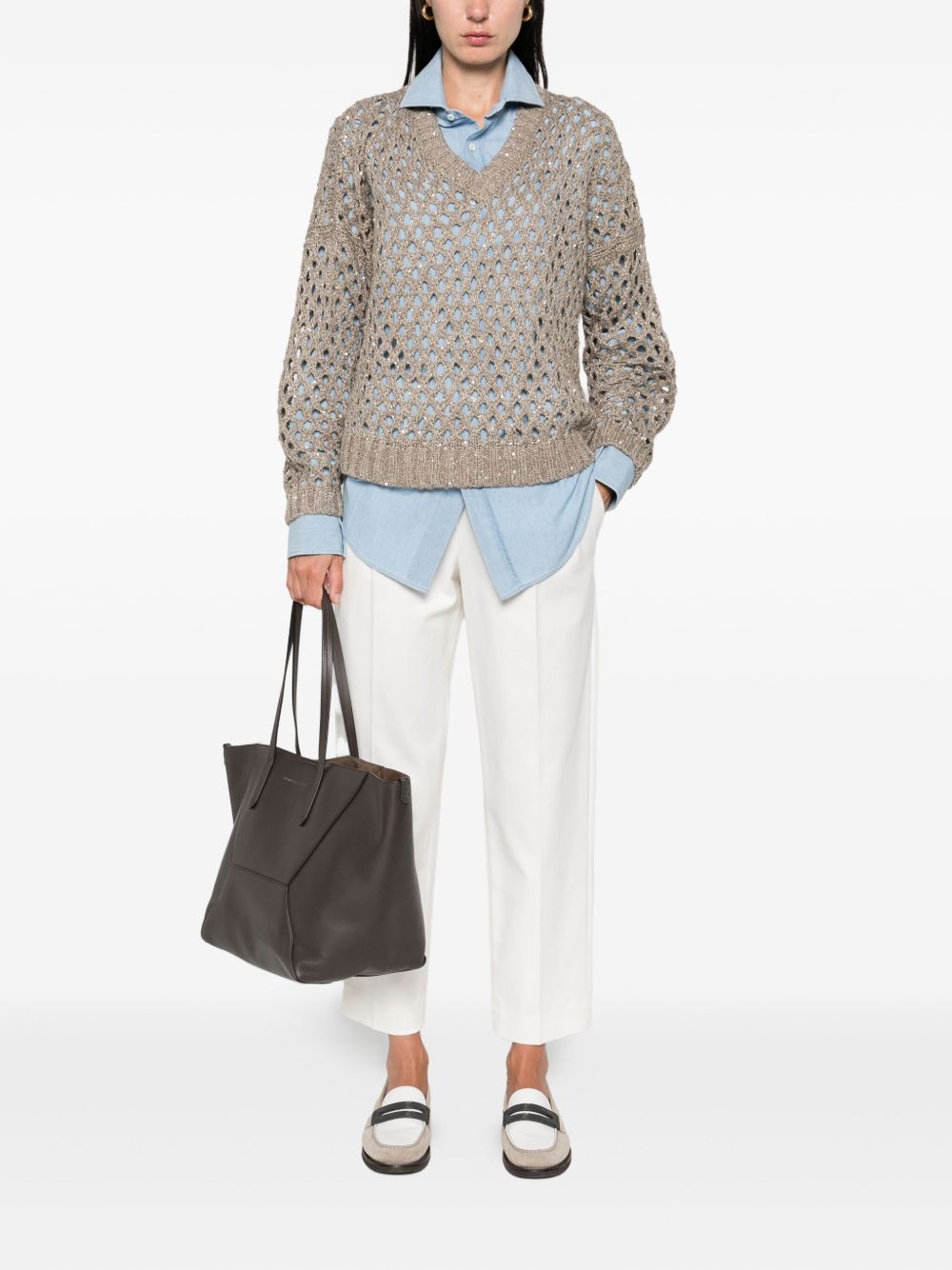 Brunello Cucinelli Sweaters Marrone Scuro Silk