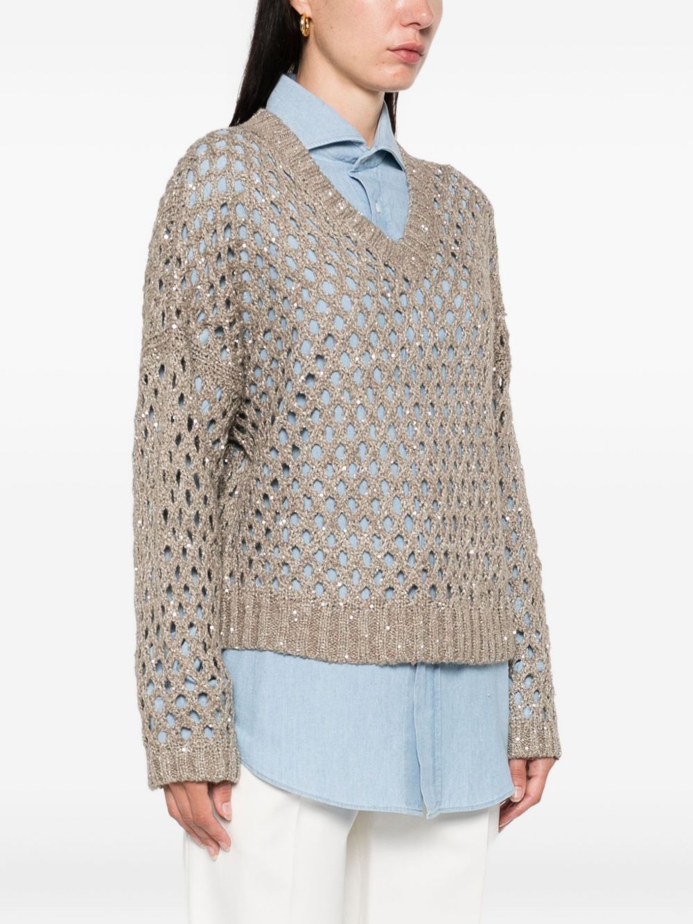 Brunello Cucinelli Sweaters Marrone Scuro Silk