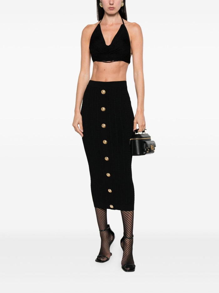 Balmain Skirts Black Viscose Polyester