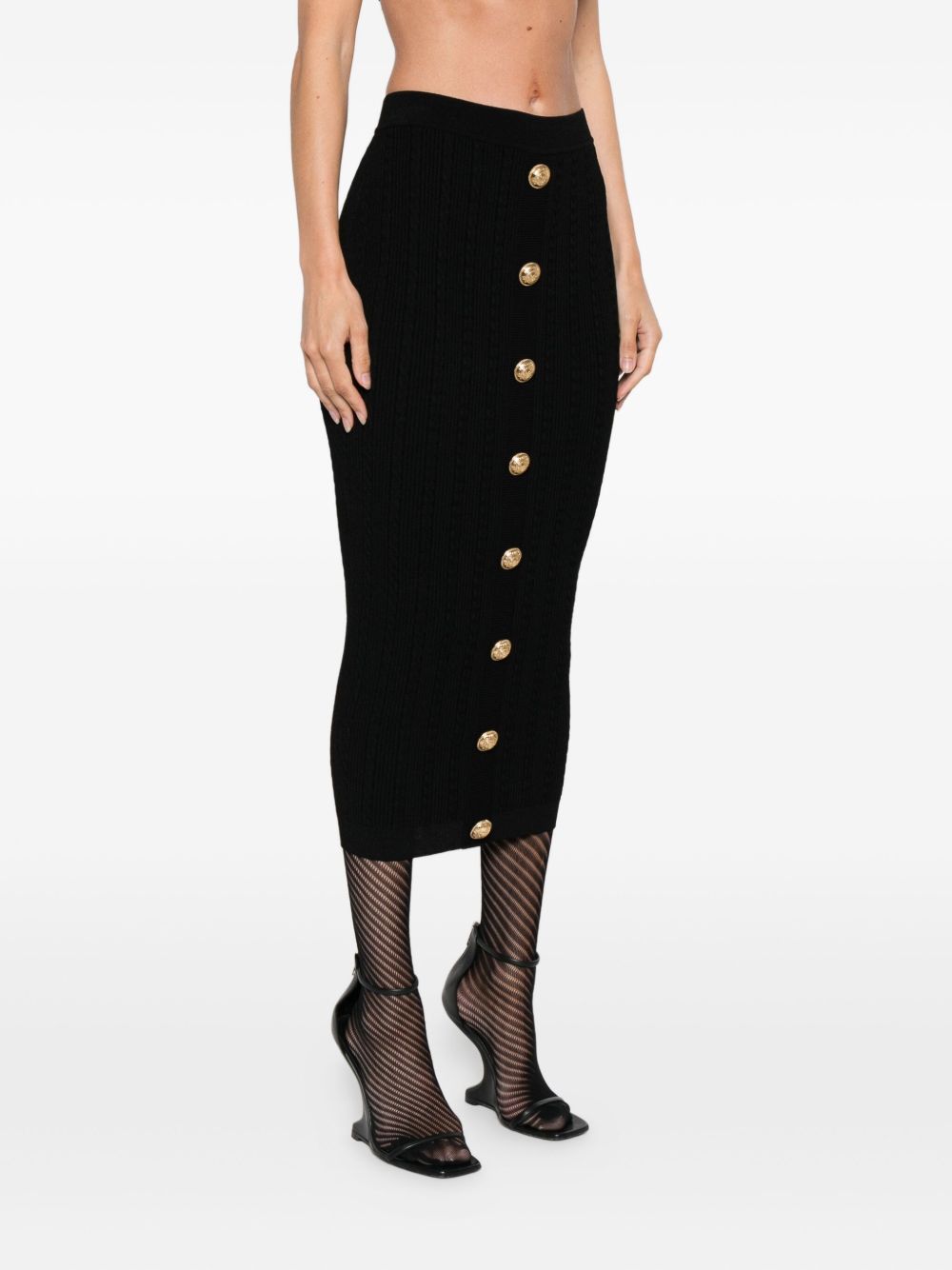 Balmain Skirts Black Viscose Polyester