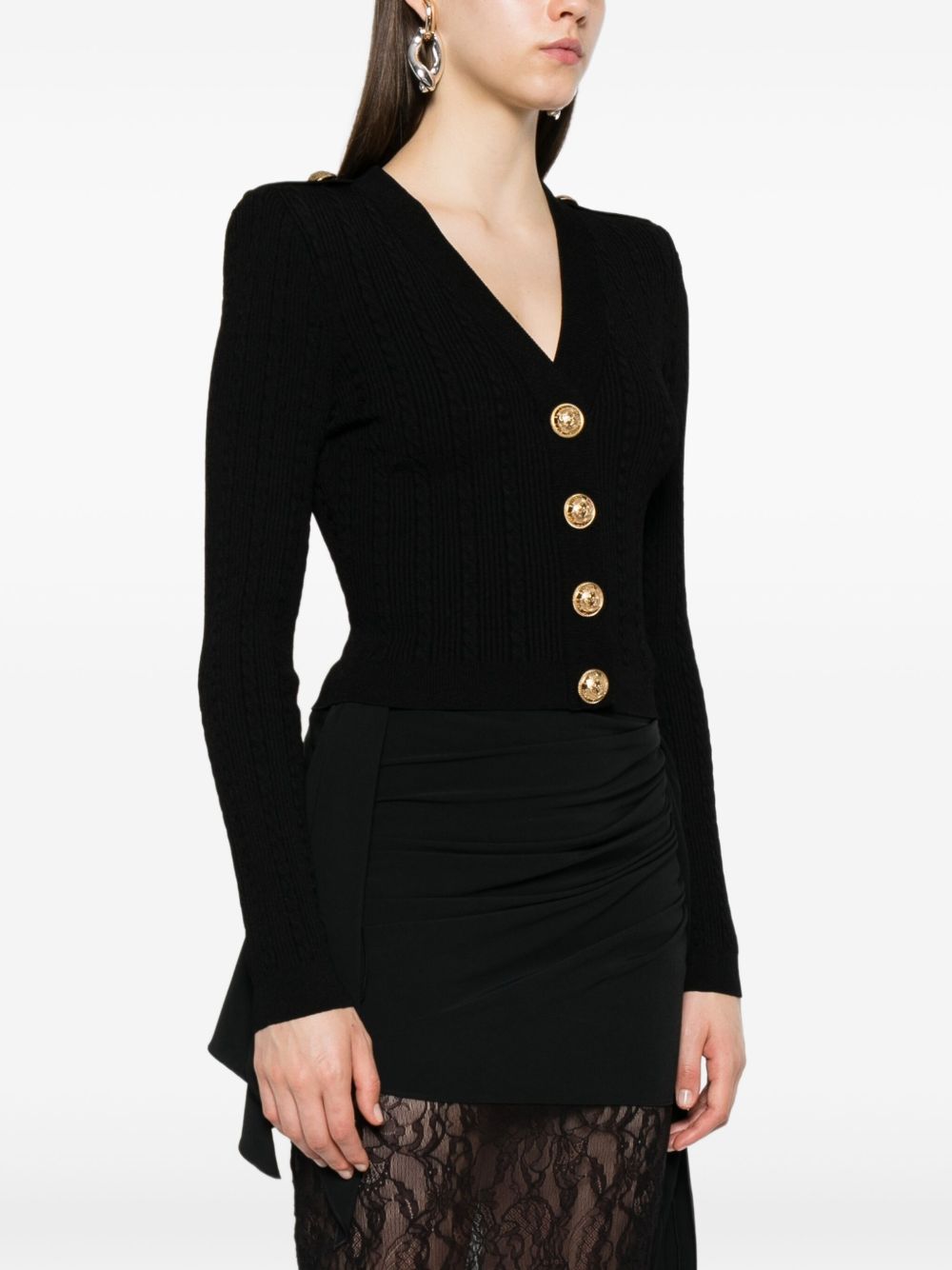 Balmain Sweaters Black Viscose Polyester