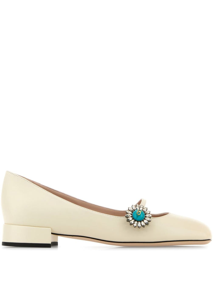 Valentino Garavani Flat Shoes White Calf Leather