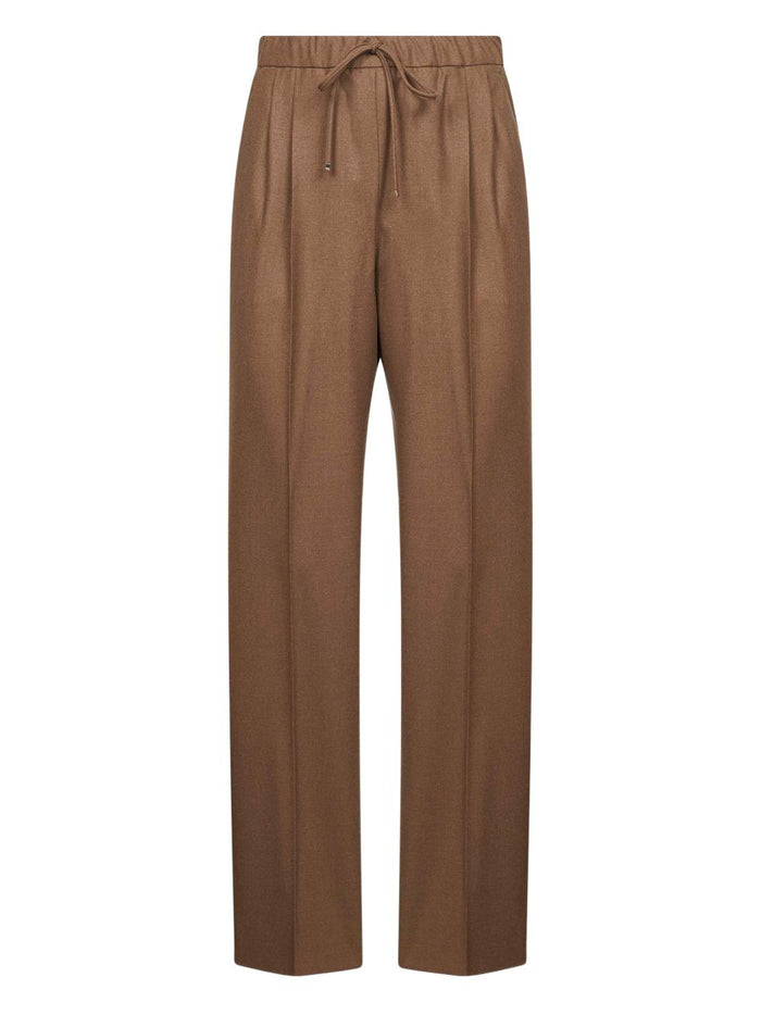 Max Mara Trousers Leather Brown Cashmere