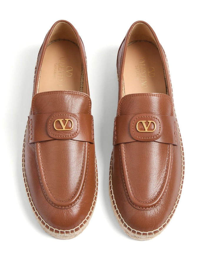 Valentino Garavani Flat Shoes Leather Brown Outer: Goat Skin
