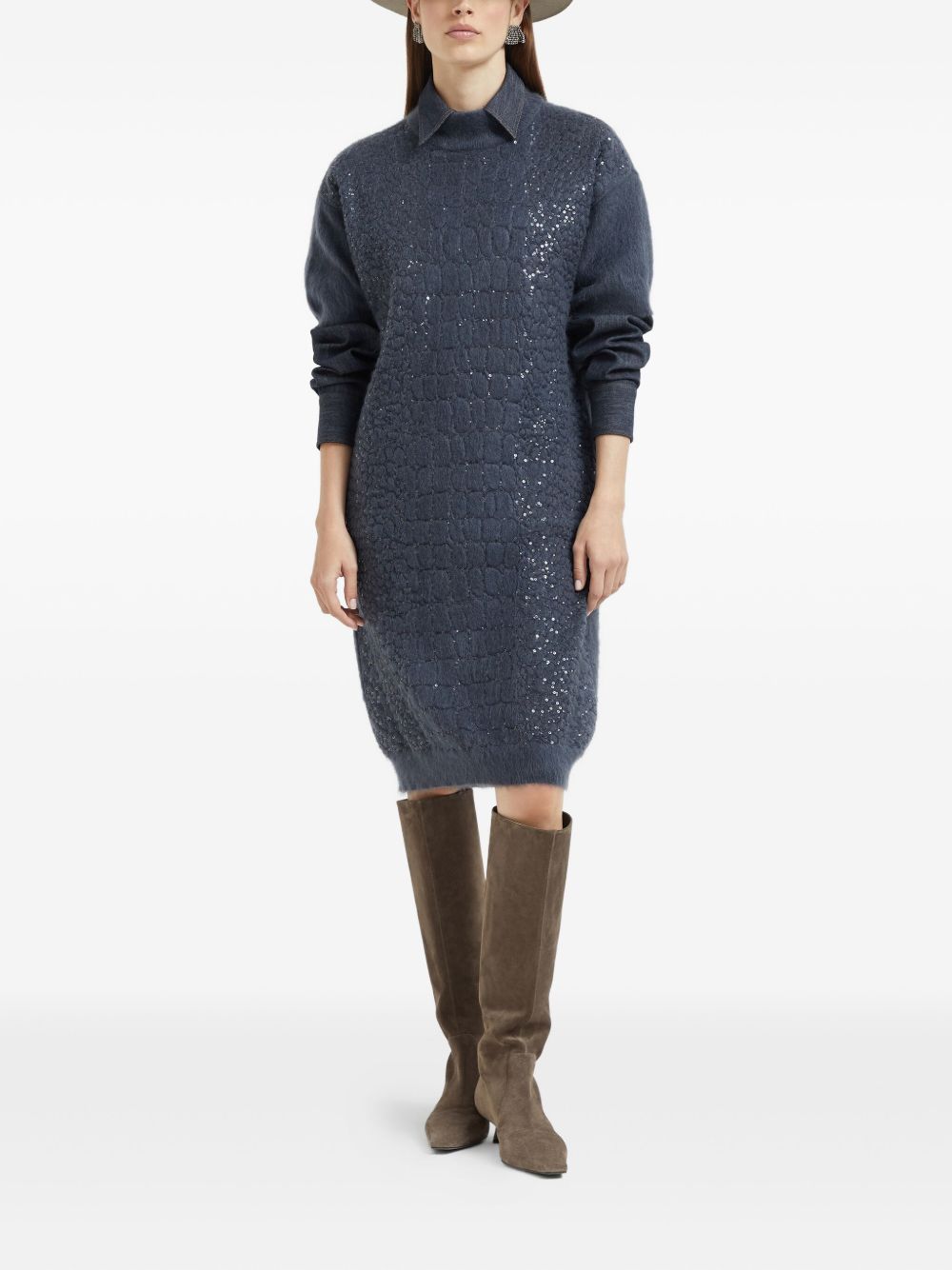 Brunello Cucinelli Dresses Blu Fabric Mohair