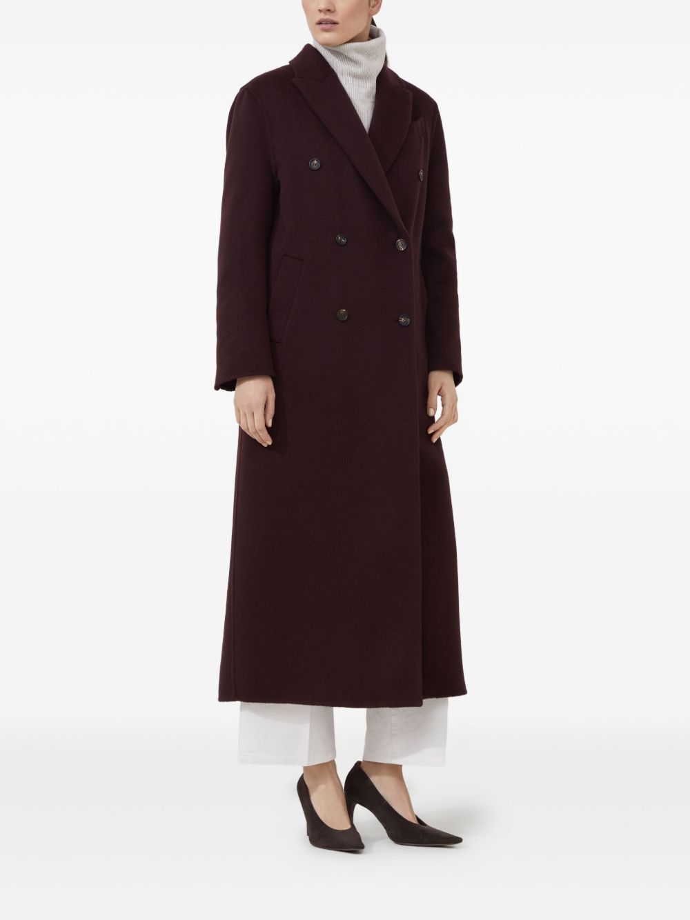 Brunello Cucinelli Coats Bordeaux Cashmere 100 %