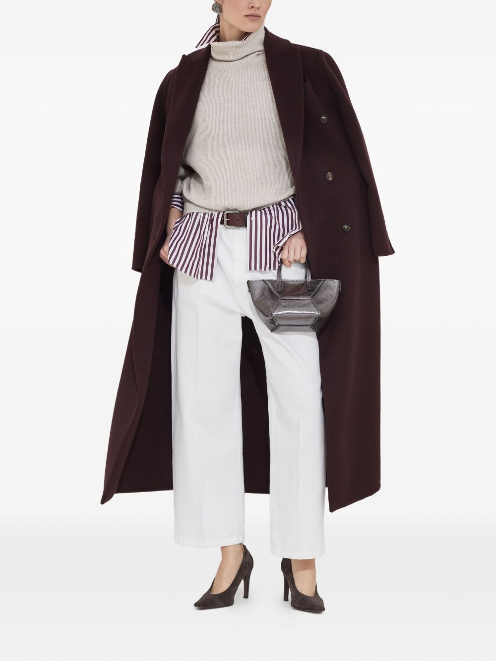 Brunello Cucinelli Coats Bordeaux Cashmere 100 %