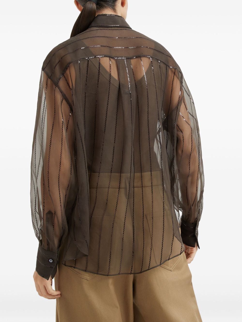 Brunello Cucinelli Shirts Marrone Natural (other)->silk100.0 %