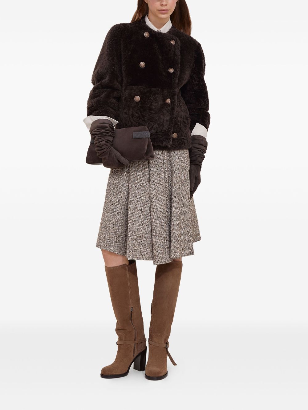 Brunello Cucinelli Jackets Marrone Lamb Fur