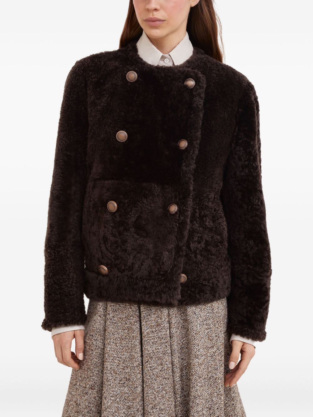 Brunello Cucinelli Jackets Marrone Lamb Fur