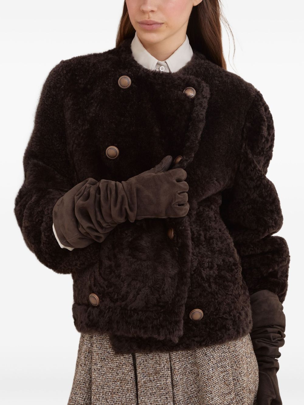 Brunello Cucinelli Jackets Marrone Lamb Fur