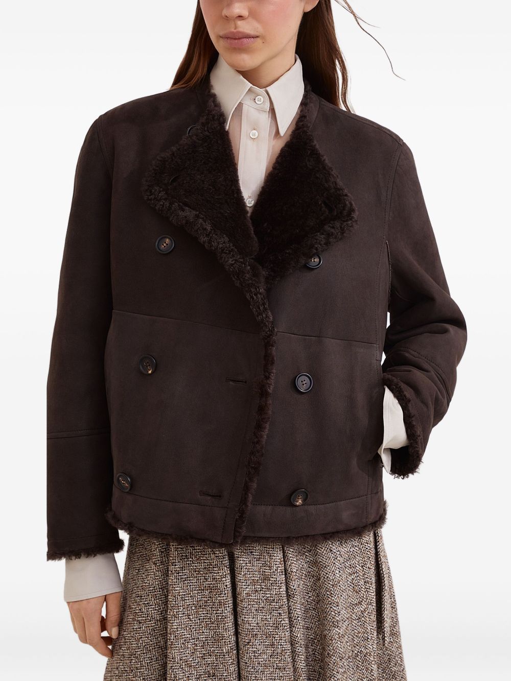 Brunello Cucinelli Jackets Marrone Lamb Fur