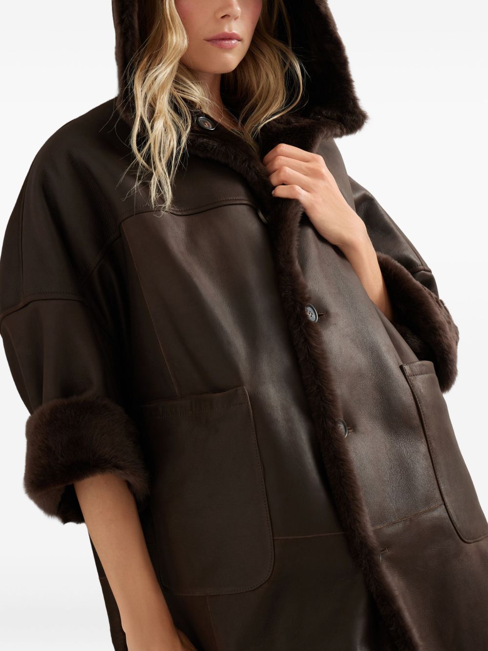Brunello Cucinelli Coats Marrone Lamb Fur