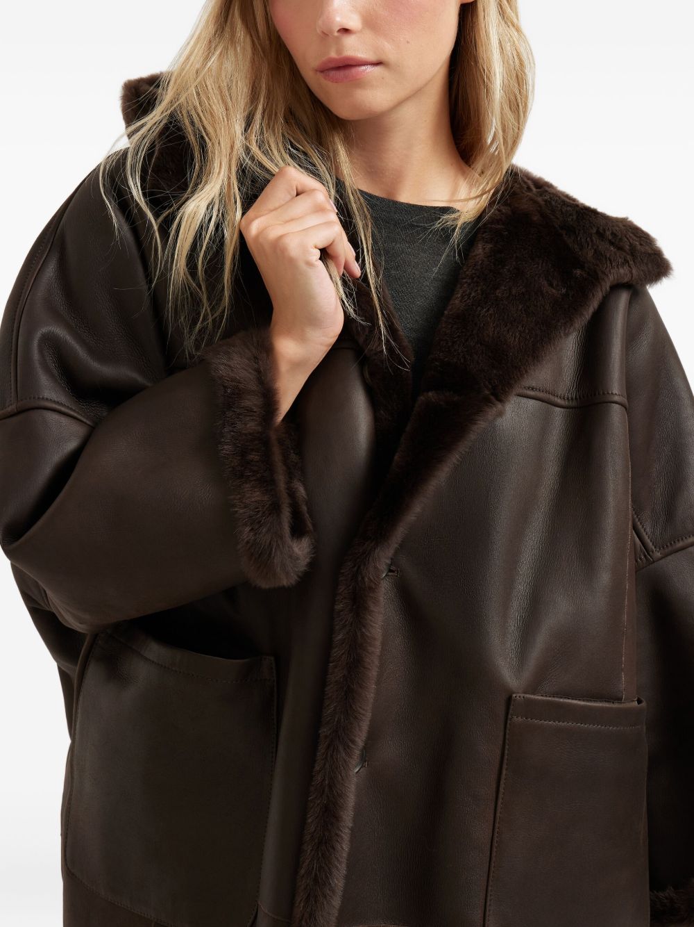 Brunello Cucinelli Coats Marrone Lamb Fur