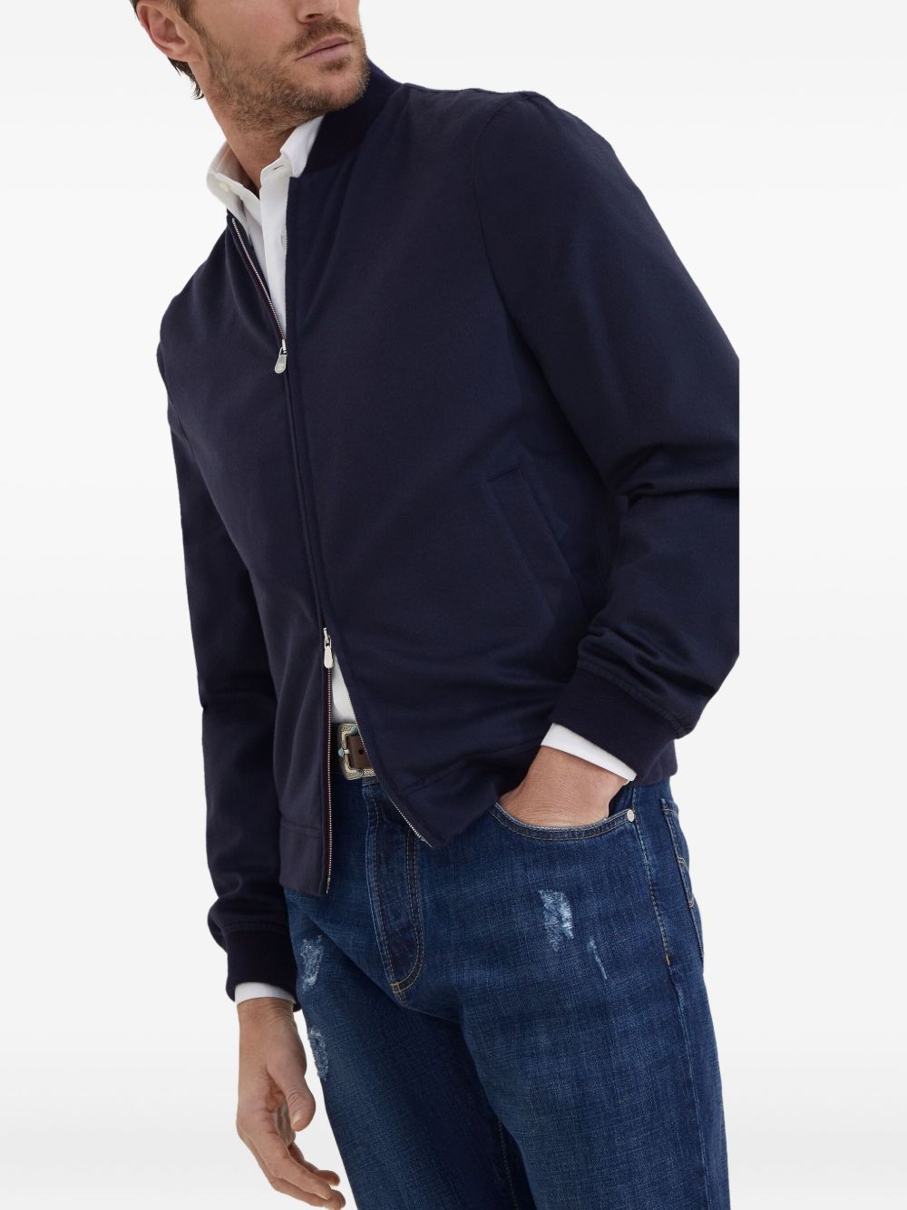 Brunello Cucinelli Coats Blu Cashmere
