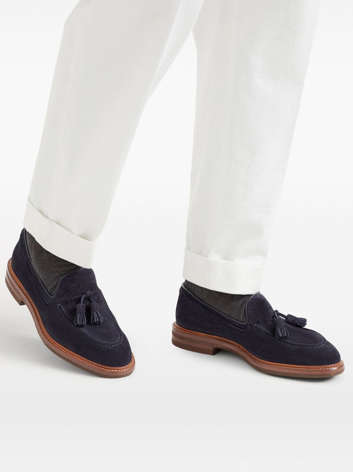 Brunello Cucinelli Flat Shoes Blu Outer: Calf Suede