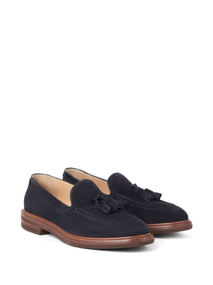 Brunello Cucinelli Flat Shoes Blu Outer: Calf Suede